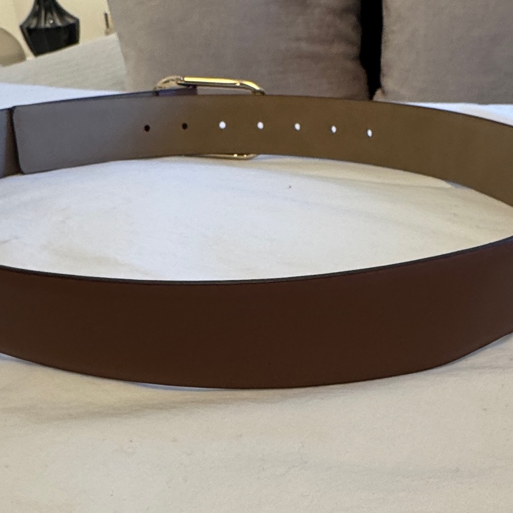 Michael Kors Brown Leather Belt with Gold Buckle - Picture 6 of 6